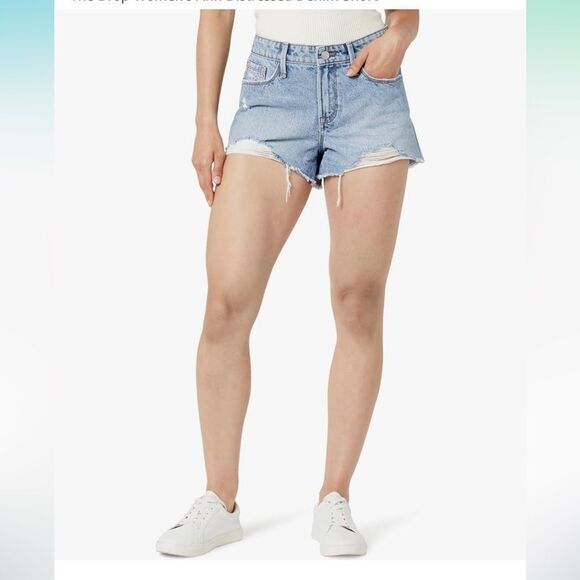 The Drop Women's Arin Distressed Denim Short New - Picture 2 of 5